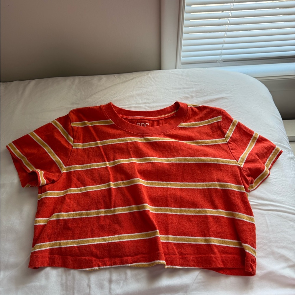 BDG Red and Yellow Striped Cropped T-Shirt